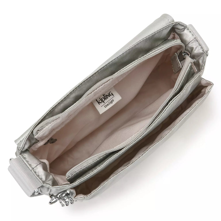 Kipling Loreen Sac bandoulière métallique de taille moyenne - Bright Metallic