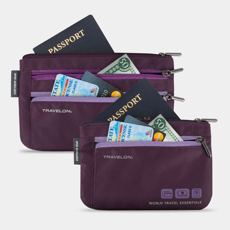 Travelon World Travel Essentials Ensemble de 2 organiseurs de devises et passeports