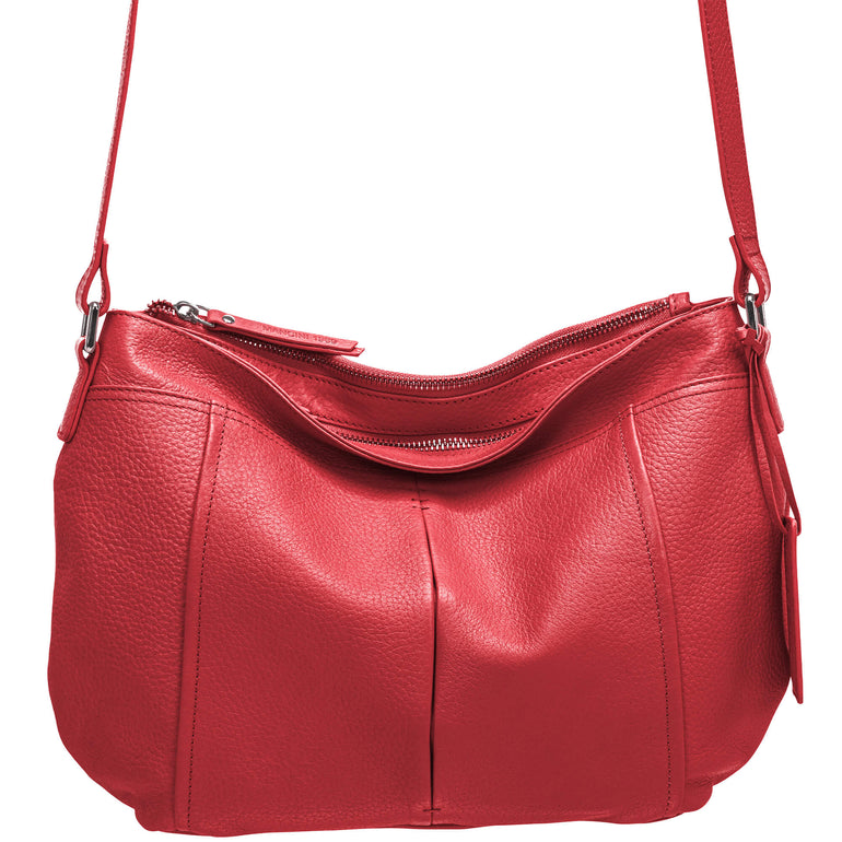 Mancini Pebbled Scarlet Sac à Bandoulière en Cuir