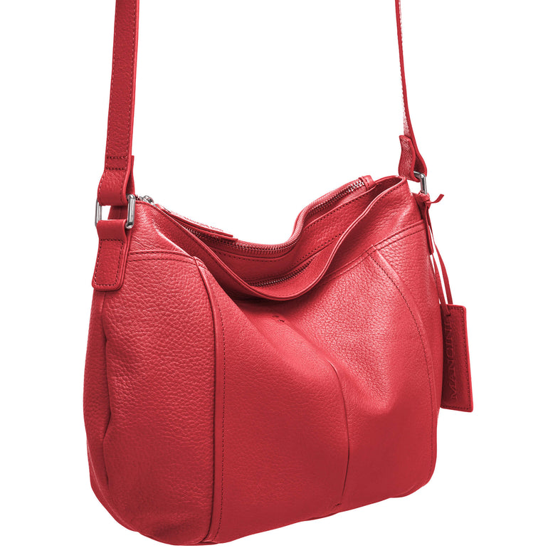 Mancini Pebbled Scarlet Sac à Bandoulière en Cuir