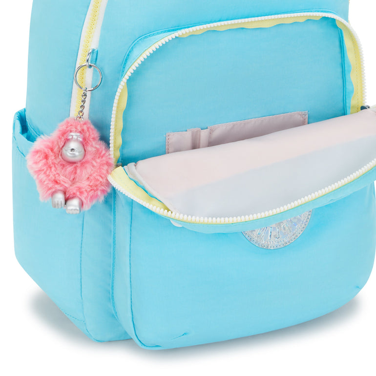 Kipling Seoul Grand Sac à Dos avec Compartiment pour Ordinateur - Blue Sea Mix