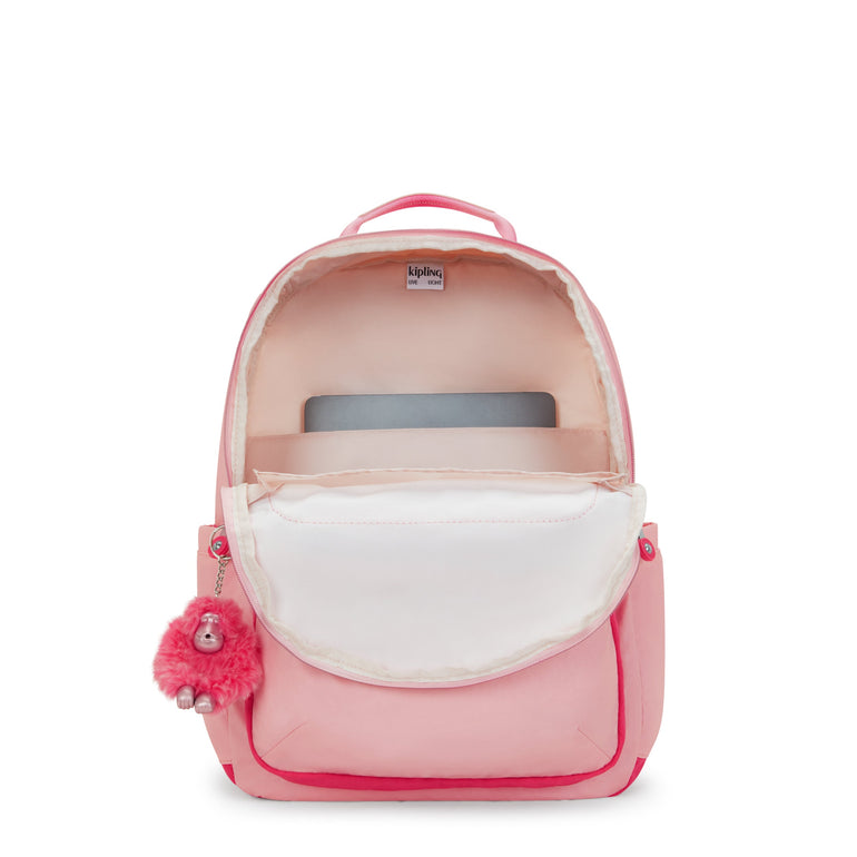 Kipling  Seoul Large Metallic 15" Laptop Backpack - Blush Met Bl