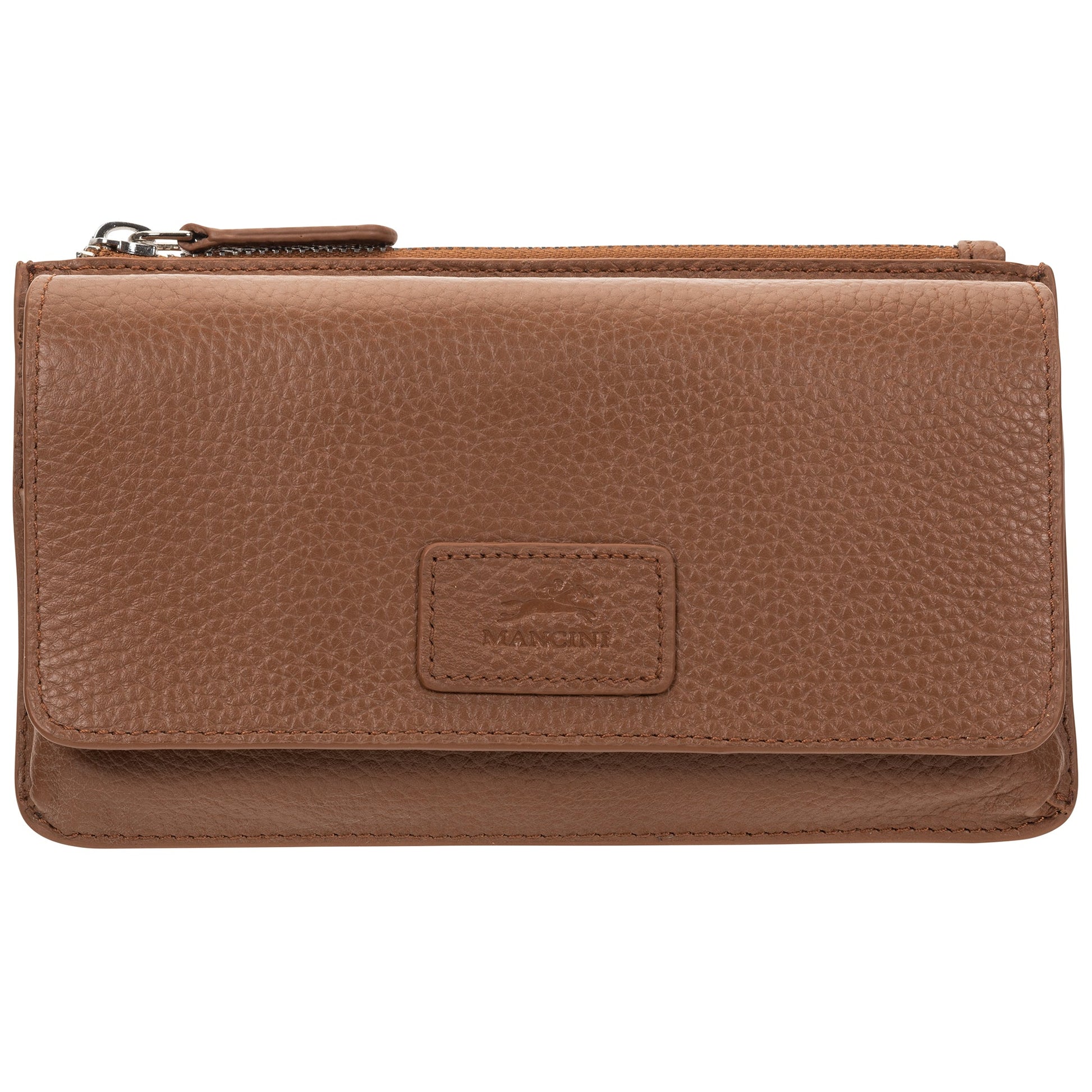 Mancini PEBBLE RFID Crossbody Wallet - Camel