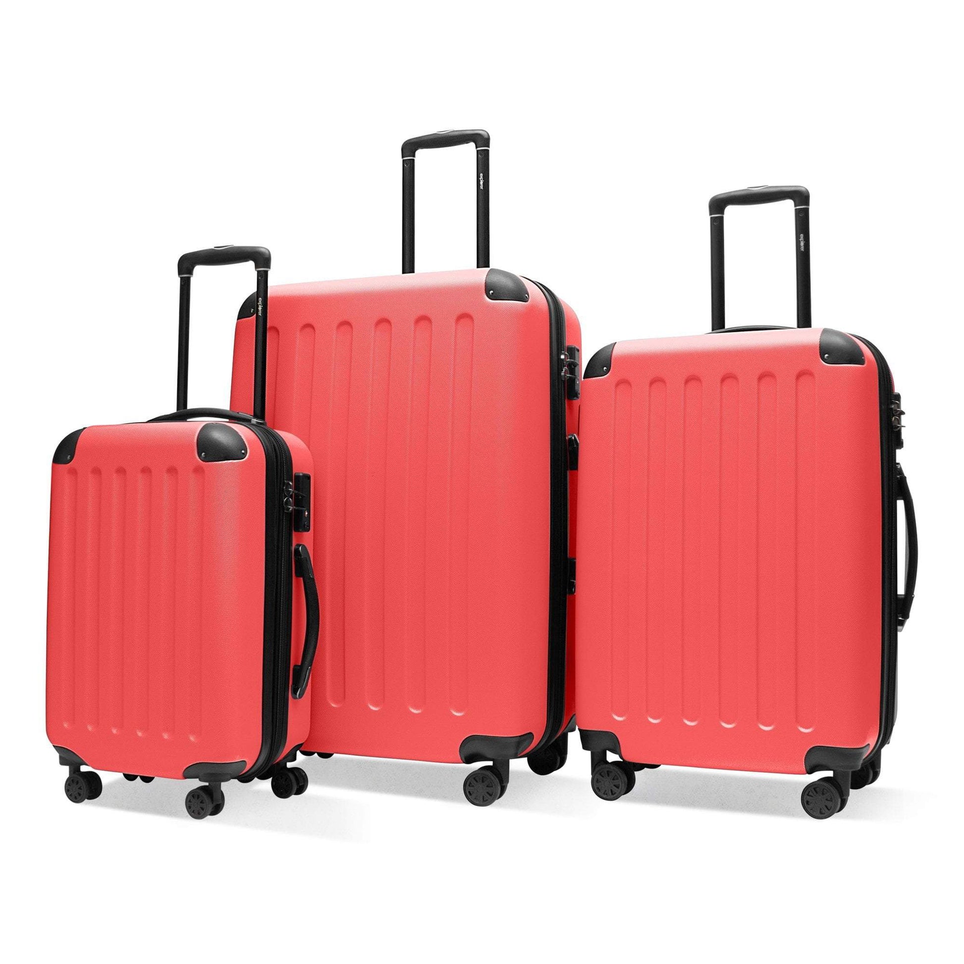 Explorer Pop Collection 3 Piece Expandable Spinner Luggage Set - Red