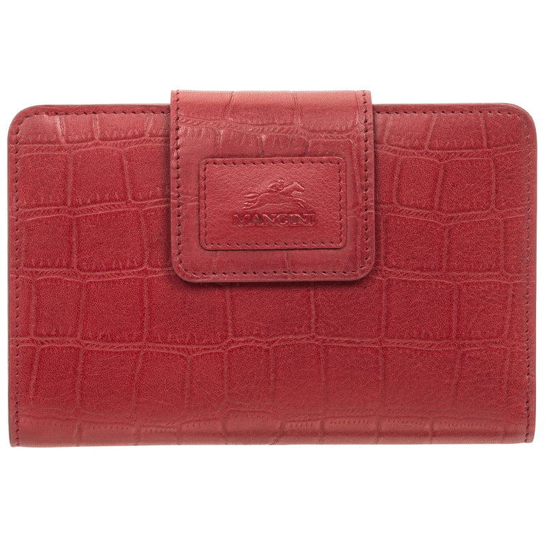 Mancini CROCO RFID Secure Medium Clutch Wallet - Red