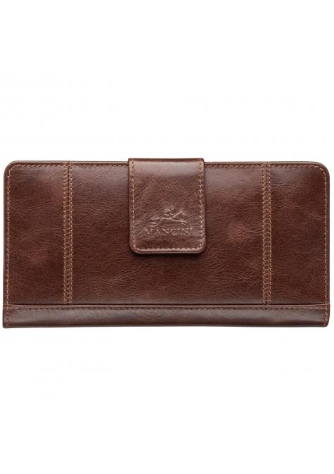 Mancini CASABLANCA Ladies' RFID Secure Clutch Wallet - Brown